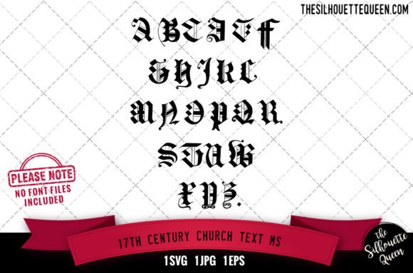 17th Century. Church Text. MS Alphabets Graphics for Crafts