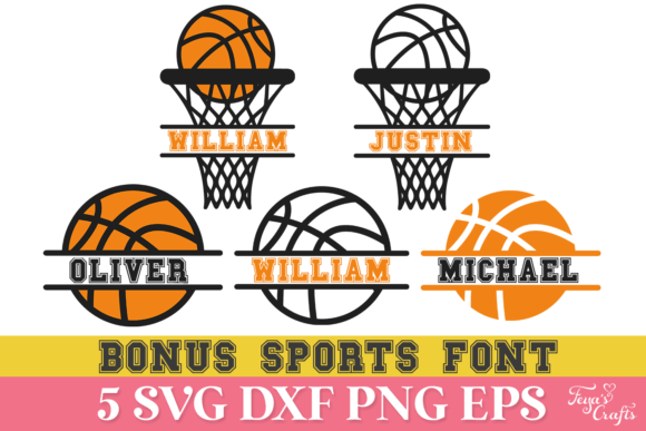 Basketball Split Monogram SVG: Graphics for Crafts & Branding
