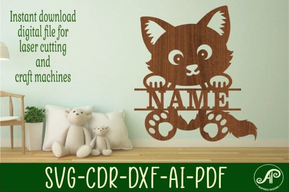Cute Cat Name Sign Svg Laser Cut Art for Signs