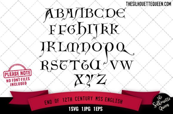 End of 12th Century Mss.English Alphabet Graphics for Crafts