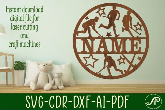 Field Hockey Male Name Sign SVG File for Laser Cutting Signs