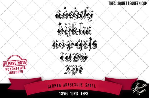German Arabesque. Small Alphabets Graphics for Crafts