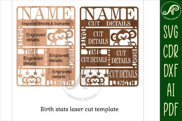 Monkey Baby Stats: Birth Plaque SVG Cut for Laser Cutting
