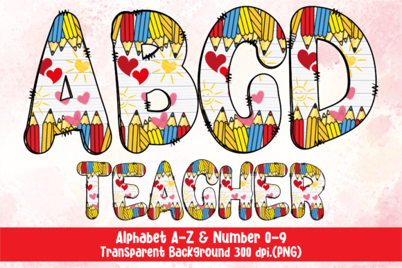 School Teacher Doodle Letters and Number for Graphics