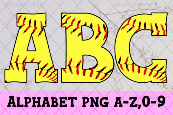 Softball Alphabet Font Graphics for Crafts & Local Branding
